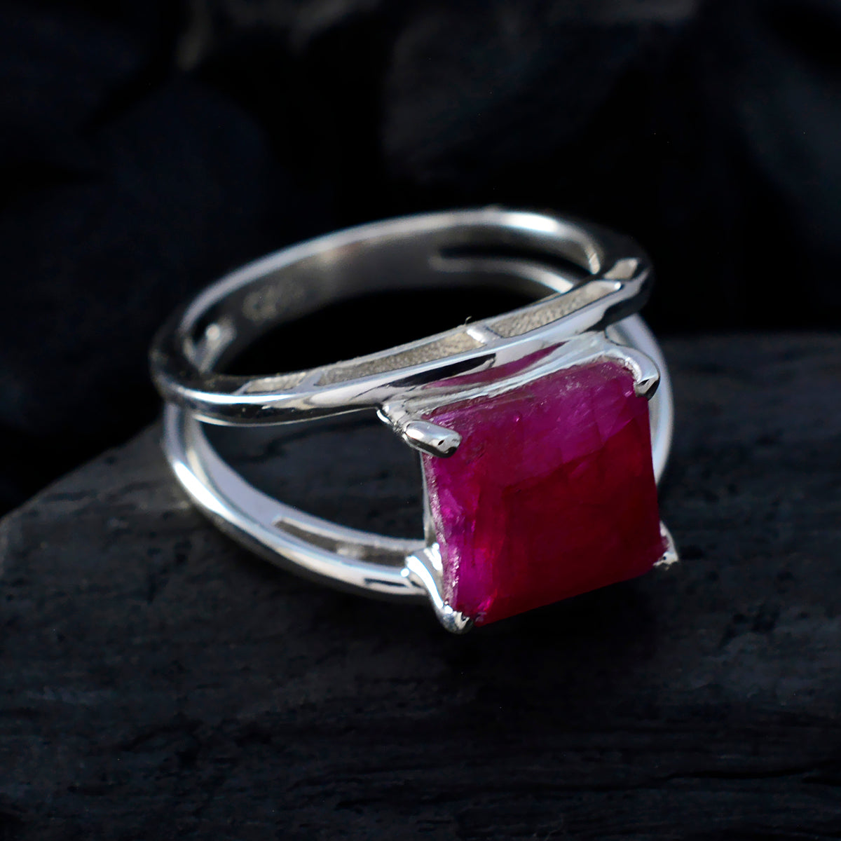 Alina Contemporary Red Solitaire Ring