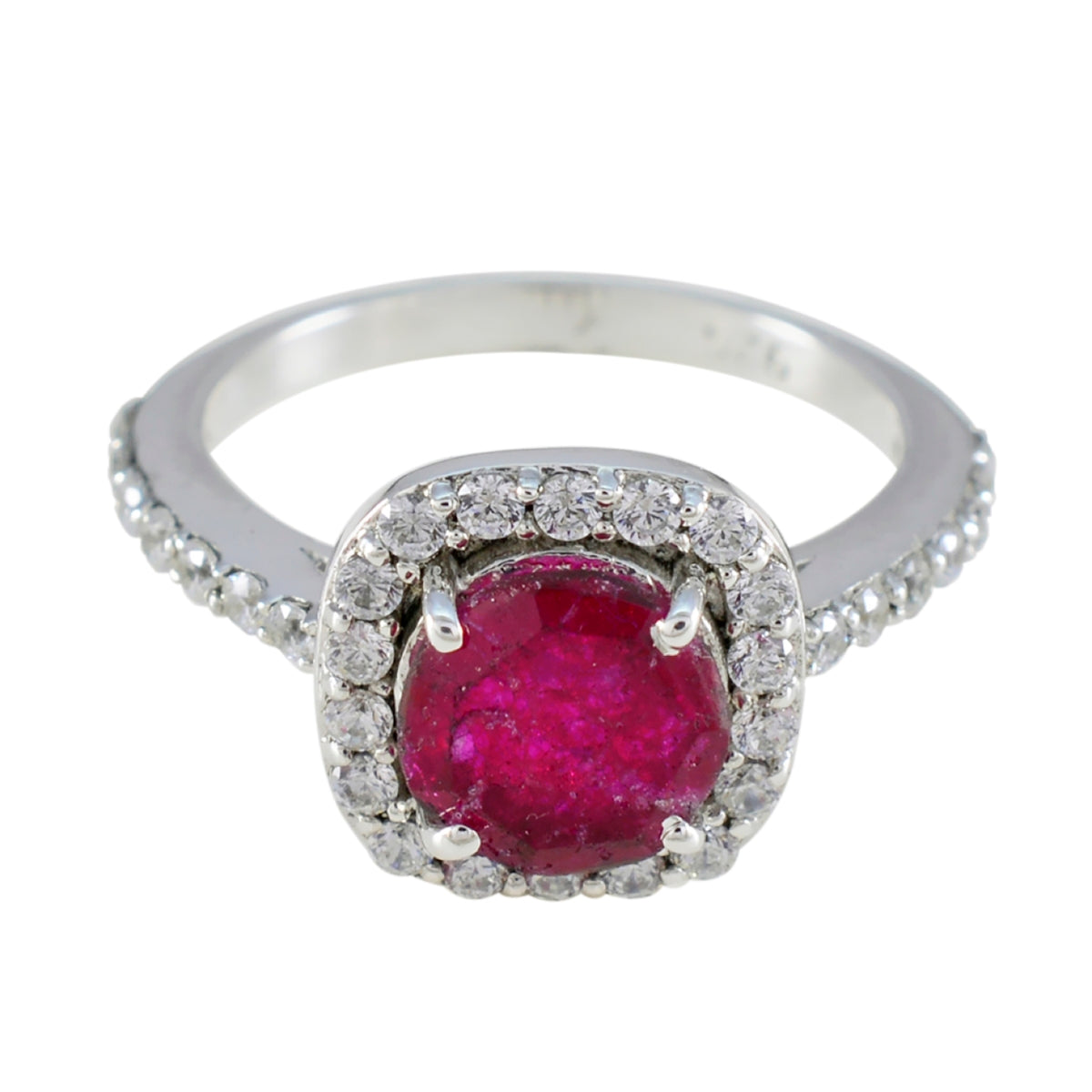Antonia Romantic Red Halo Ring Indian Ruby Red