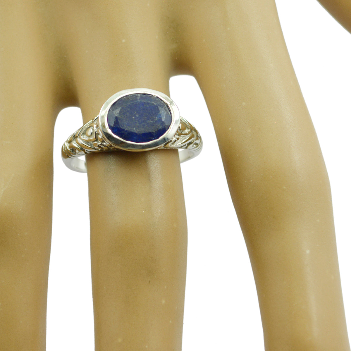 Aisha Art Deco Blue Solitaire Ring
