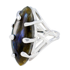 Nayara Artisan Grey Solitaire Ring Labradorite Gray