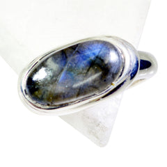 Aisha Graceful Grey Solitaire Ring Labradorite Gray