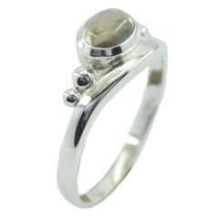 Hua Romantic Grey Solitaire Ring Labradorite Gray