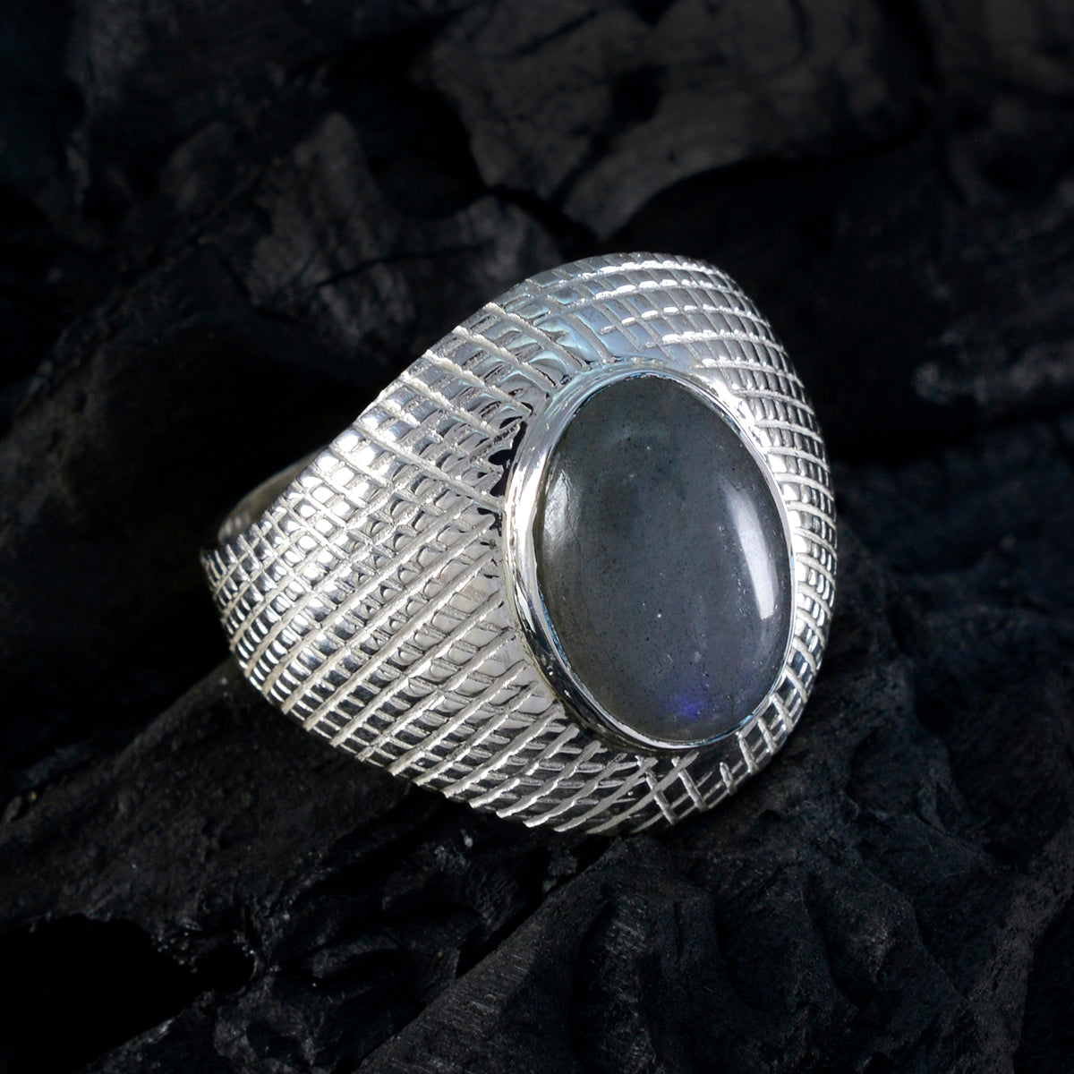 Dayana engravings Grey Solitaire Ring