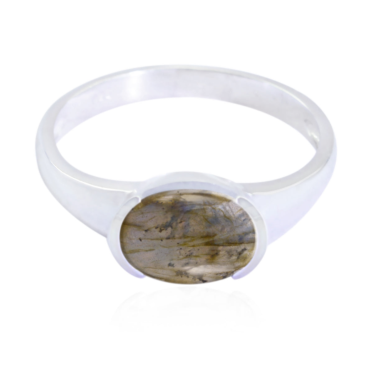 Ha-eun Glamorous Grey Solitaire Ring Labradorite Gray