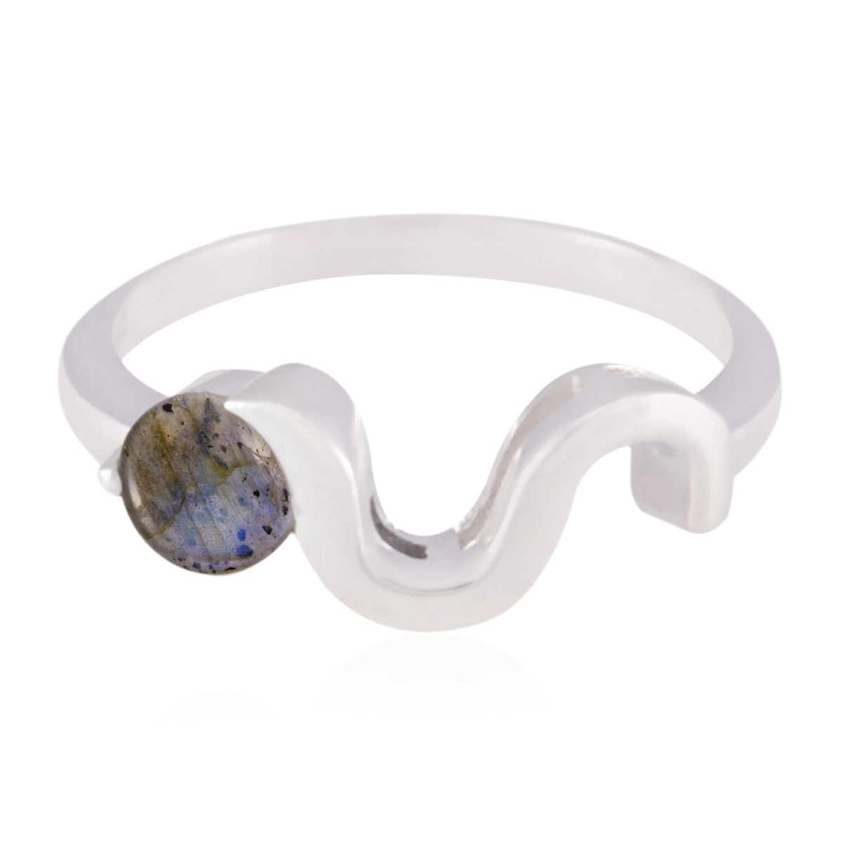 Seo-yeon Romantic Grey Solitaire Ring Labradorite Gray