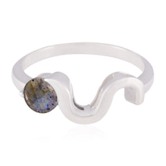 Seo-yeon Romantic Grey Solitaire Ring Labradorite Gray