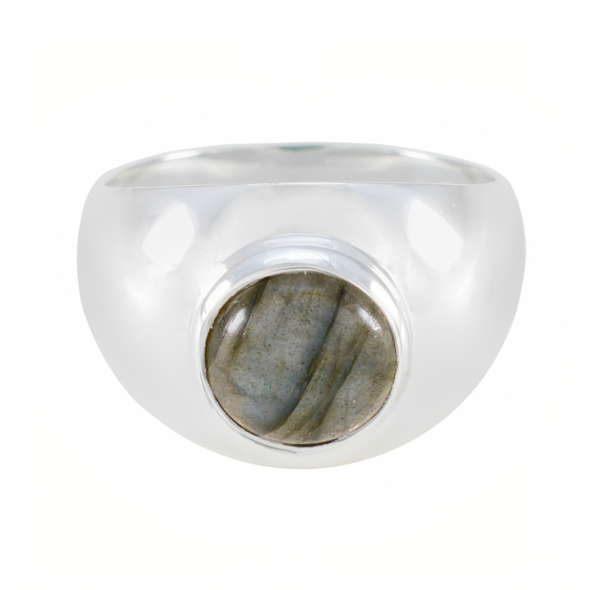 Ayesha Graceful Grey Solitaire Ring Labradorite Gray