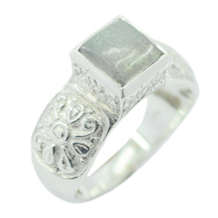 Penelope Art Deco Grey Solitaire Ring Labradorite Gray
