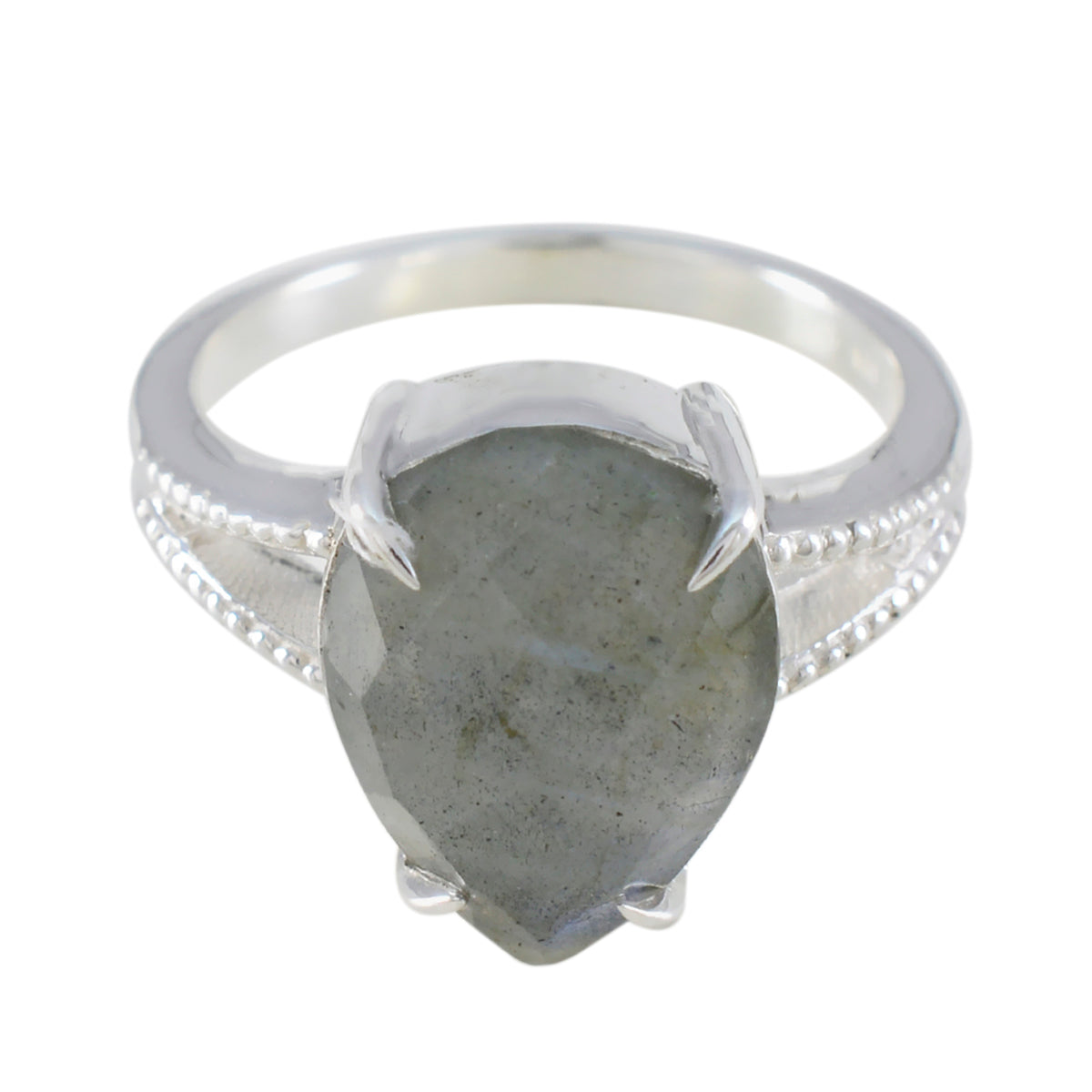 Stella Sophisticated Grey Solitaire Ring Labradorite Gray