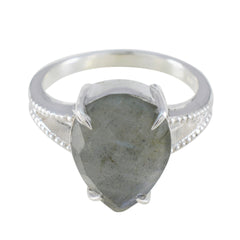 Stella Sophisticated Grey Solitaire Ring Labradorite Gray