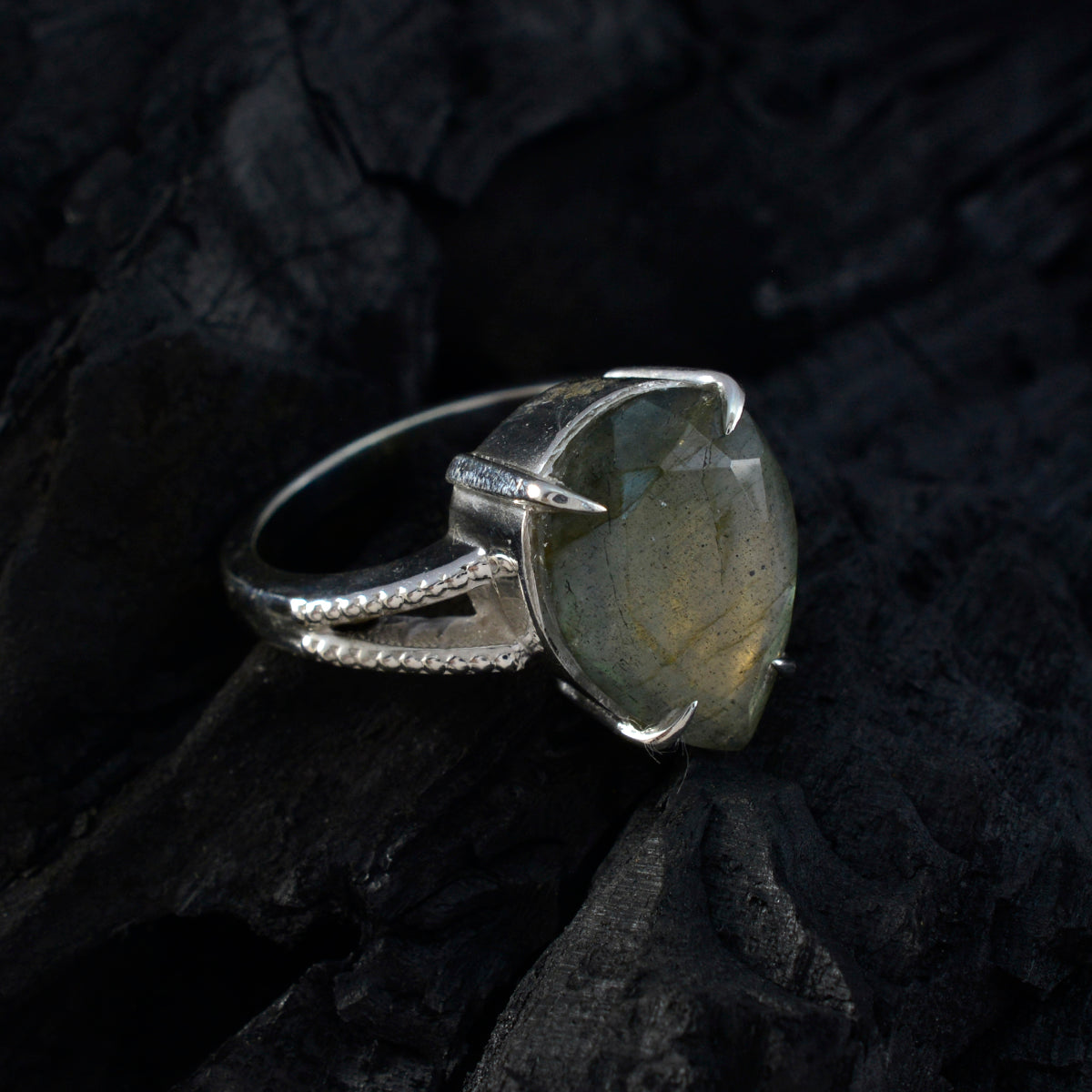 Teresa Romantic Grey Solitaire Ring