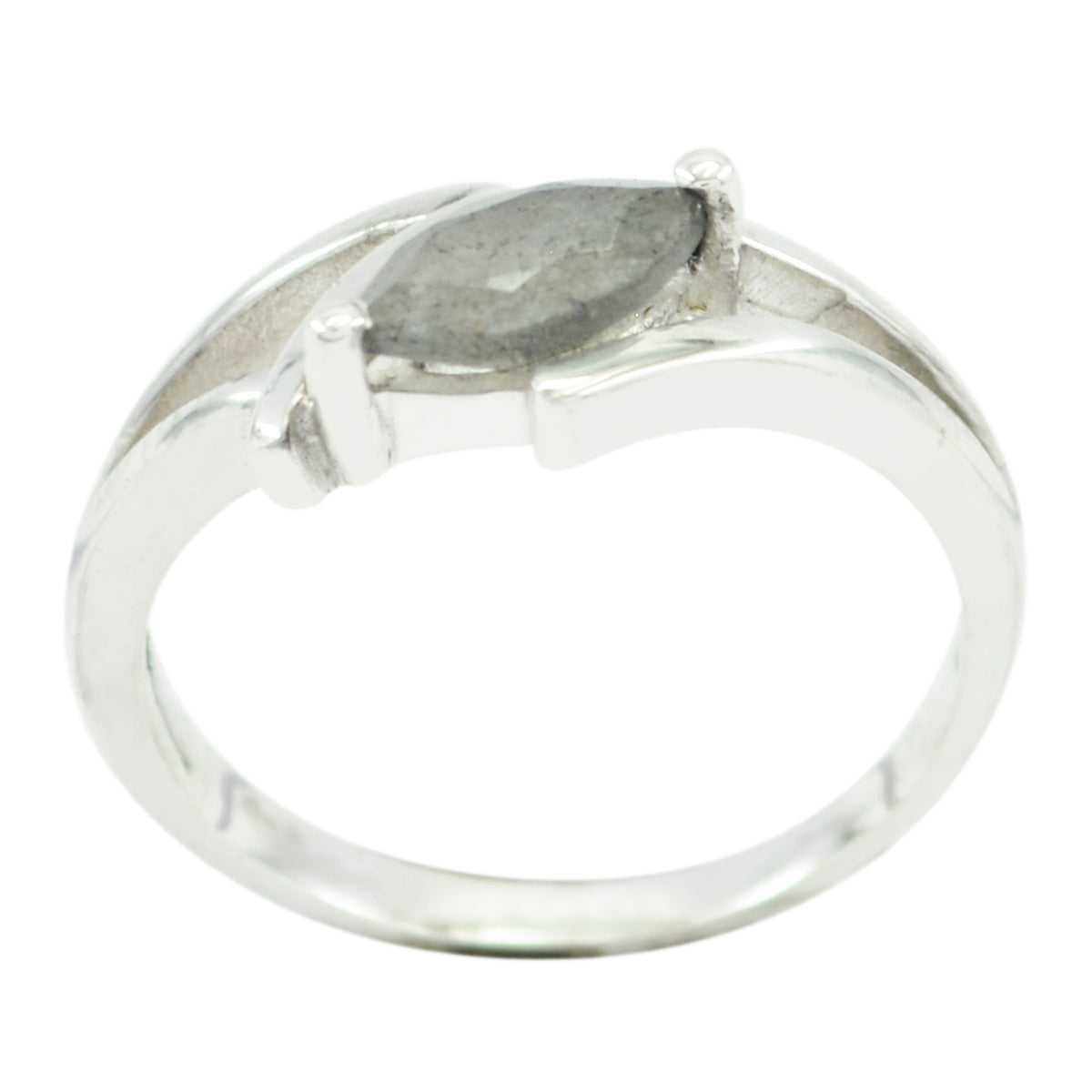 Hana Modern Grey Solitaire Ring Labradorite Gray