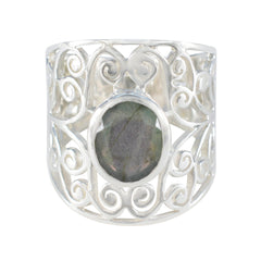 Sara Filigree Grey Solitaire Ring Labradorite Gray