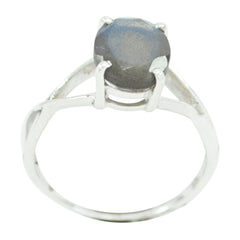 Dewi Luxurious Grey Solitaire Ring Labradorite Gray