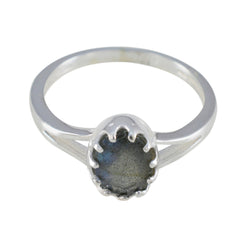 Violet Trendy Grey Solitaire Ring Labradorite Gray