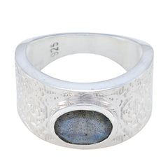 Nisa Art Deco Grey Solitaire Ring Labradorite Gray