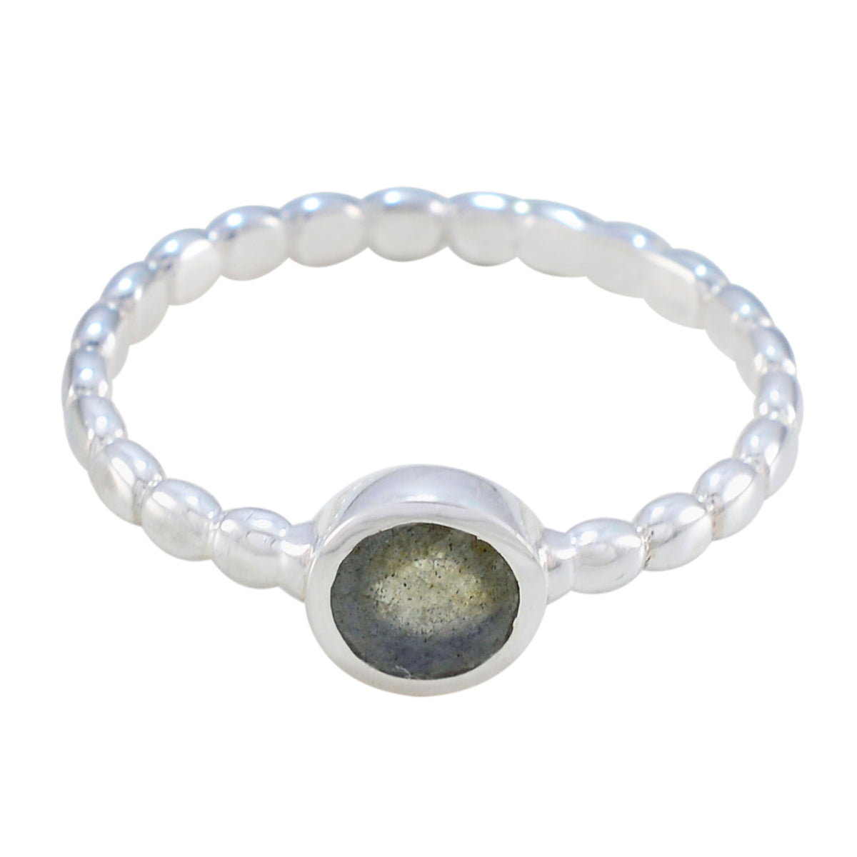 Mia Luxurious Grey Solitaire Ring Labradorite Gray