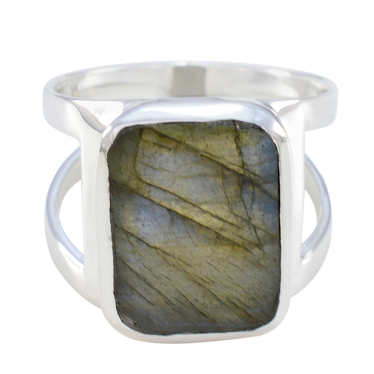 Nayara Signet Grey Solitaire Ring Labradorite Gray