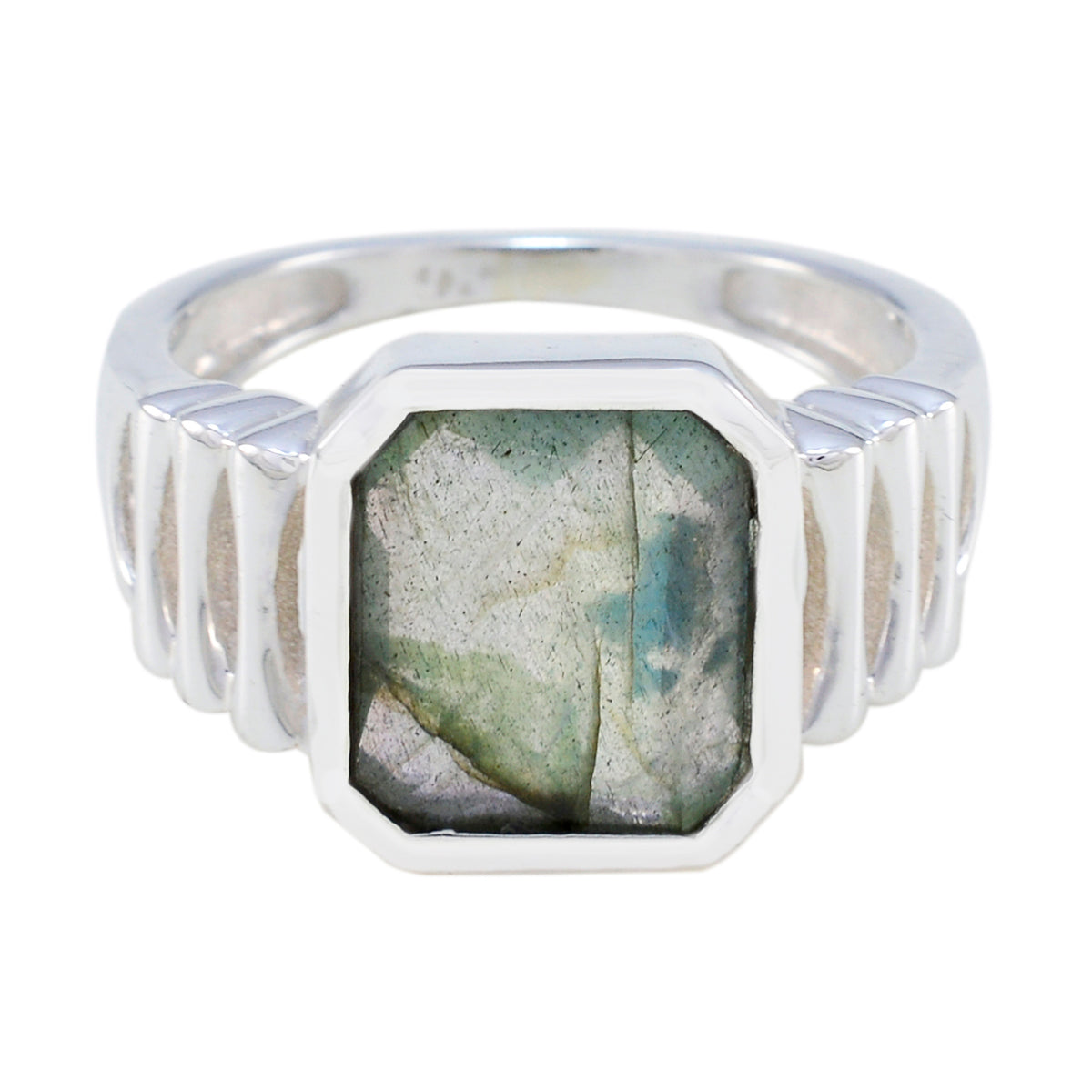 Autumn Signet Grey Solitaire Ring Labradorite Gray