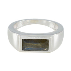 Julia Feminine Grey Solitaire Ring Labradorite Gray