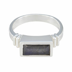 Isabel Romantic Grey Solitaire Ring Labradorite Gray