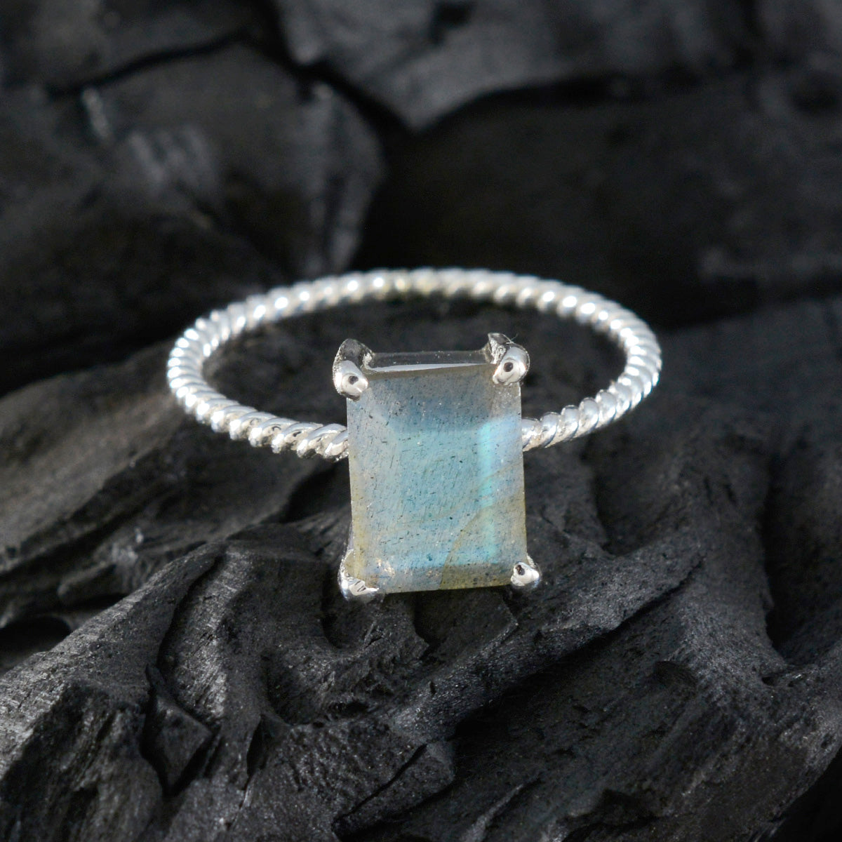 Penelope Twist Grey Solitaire Ring
