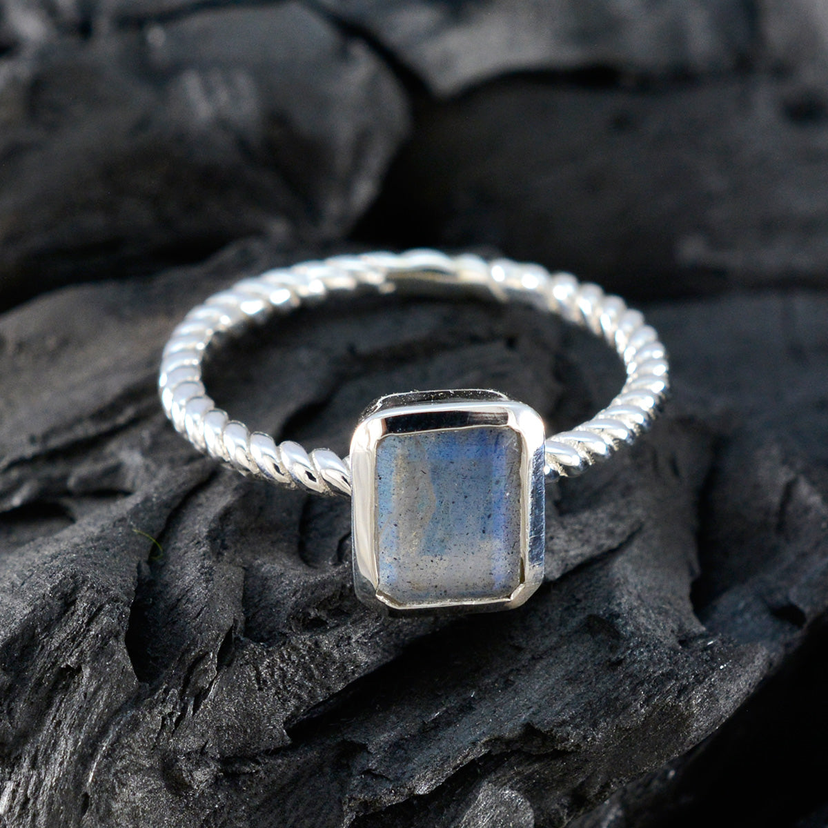 Aisha Abstract Grey Solitaire Ring