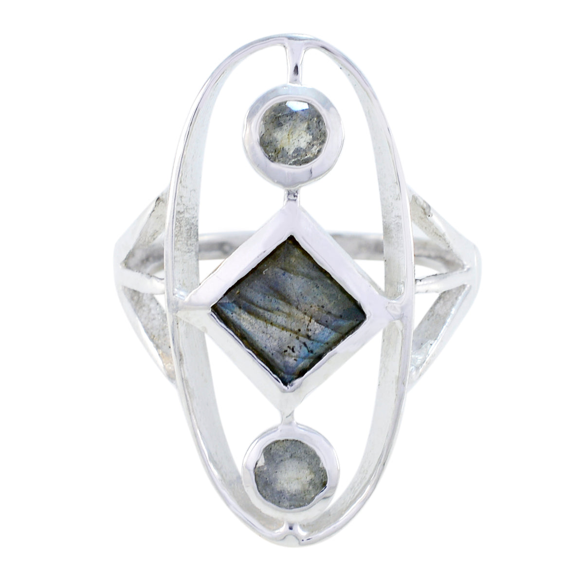 Rosa Luxurious Grey Trilogy Ring Labradorite Gray