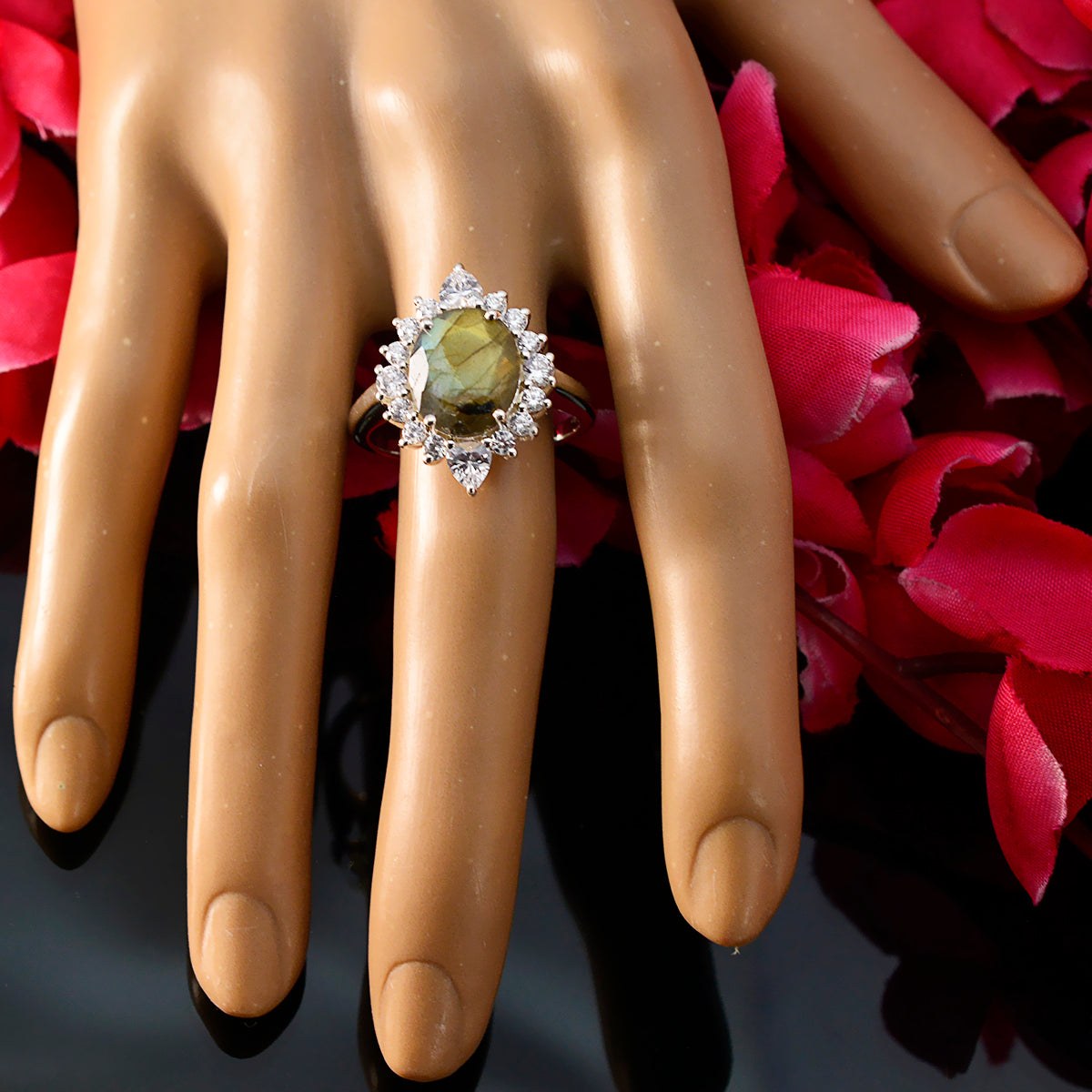Charlotte Trendy Grey Halo Ring