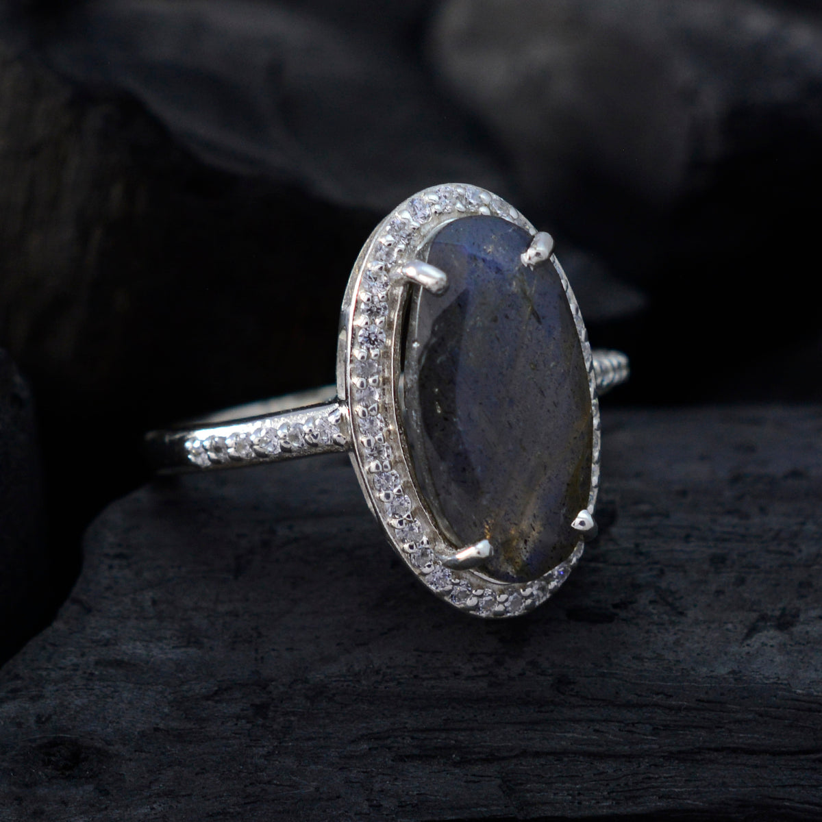Mariana Modern Grey Halo Ring