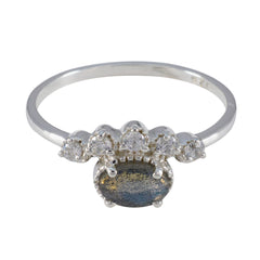 Priya Trendy Grey Halo Ring Labradorite Gray