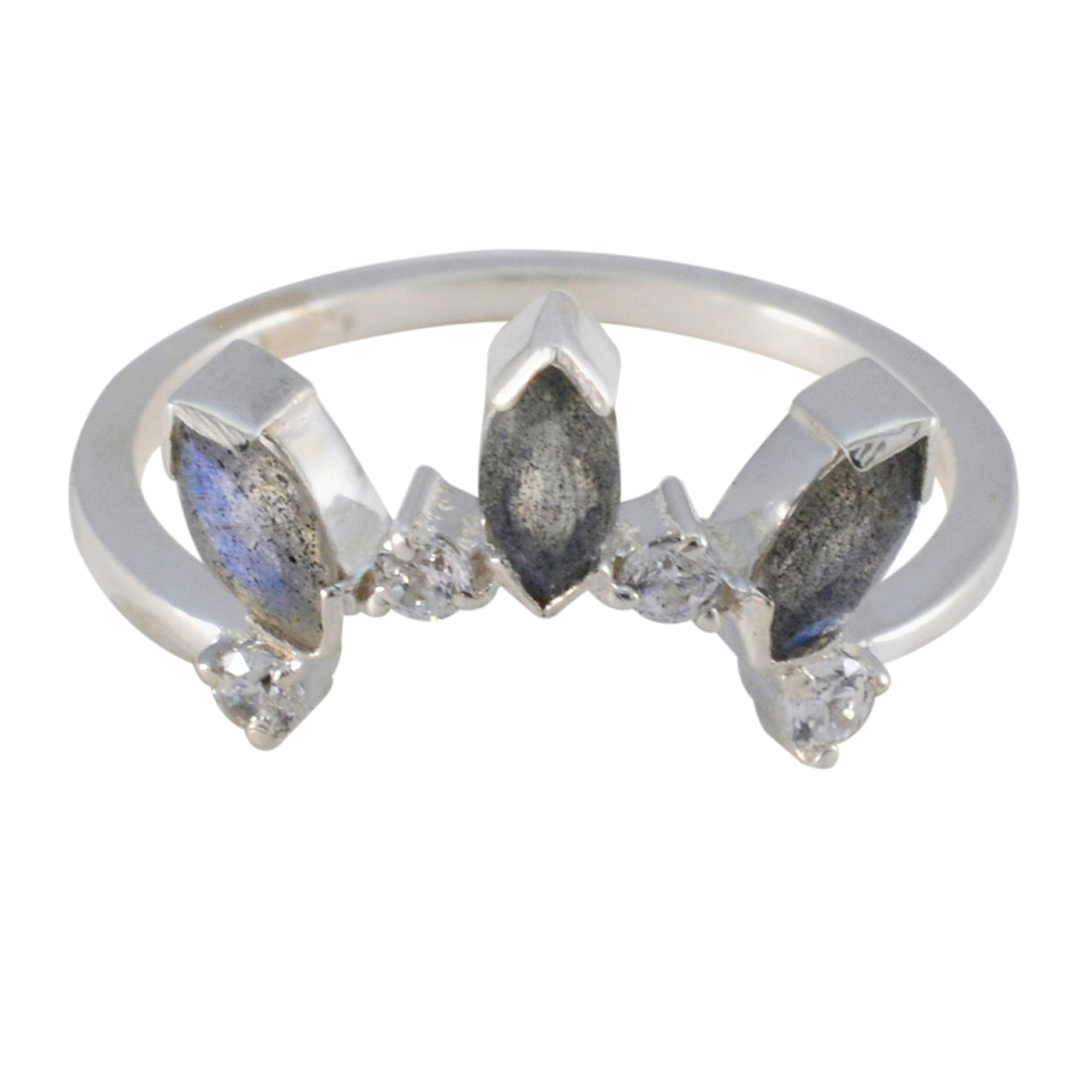 Hye-jin crown Grey multiple Ring Labradorite Gray