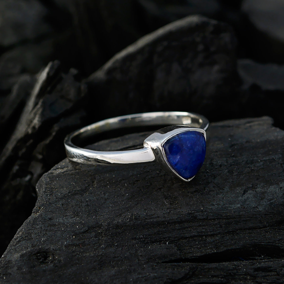 Emily Geometric Blue Solitaire Ring