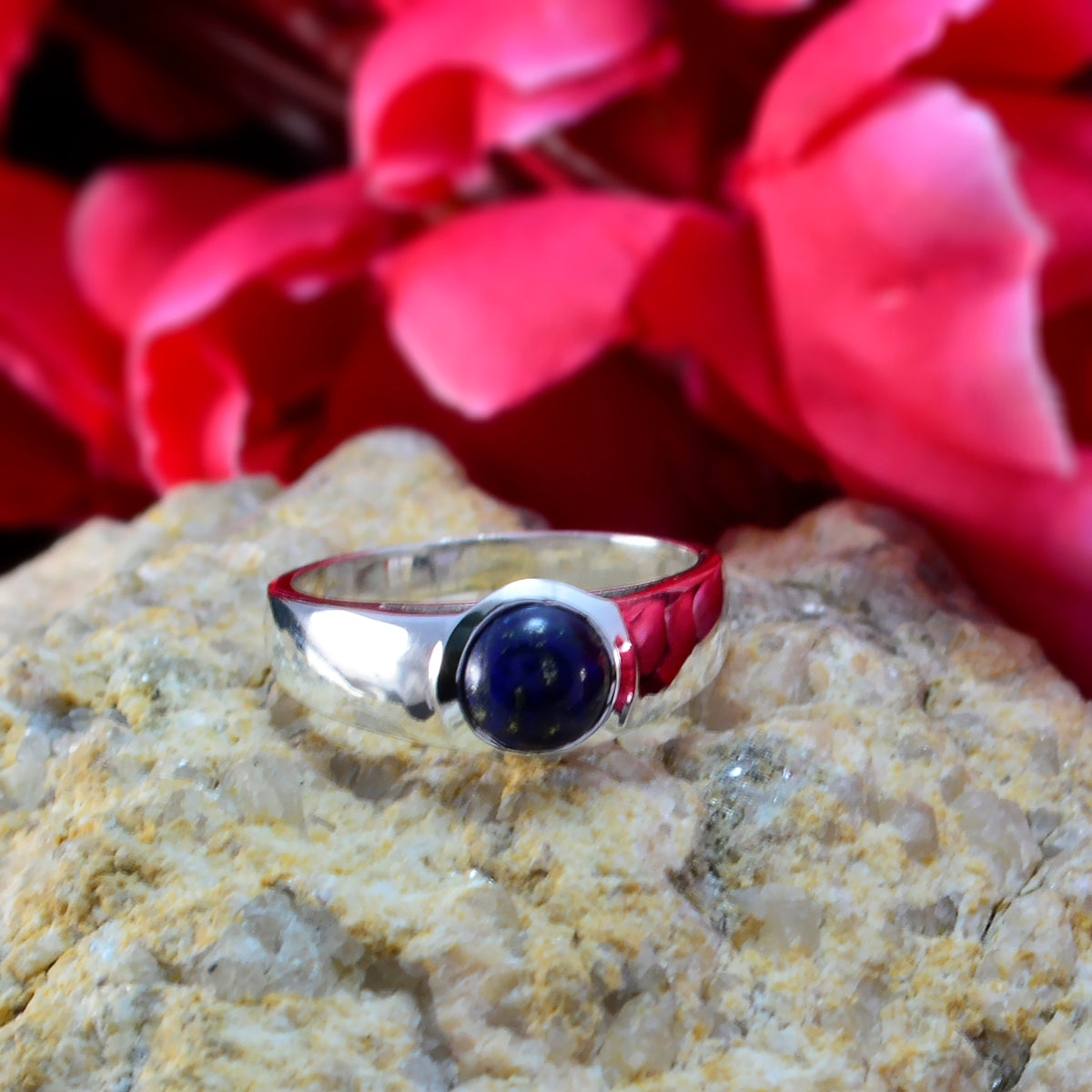 Lourdes Abstract Blue Solitaire Ring