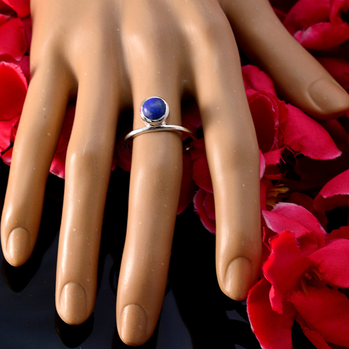 Haruka Modern Blue Solitaire Ring