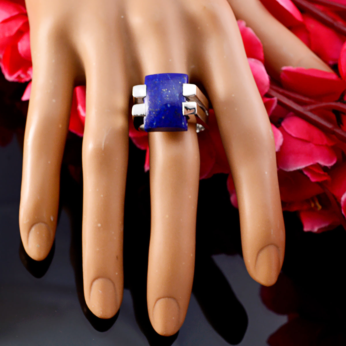 Aaliyah Signet Blue Solitaire Ring