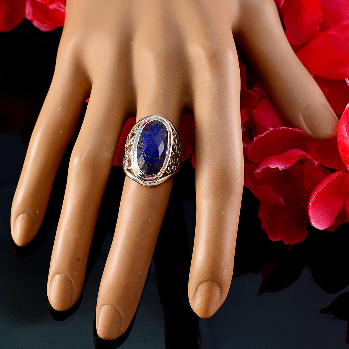 Ayesha Filigree Aqua Solitaire Ring