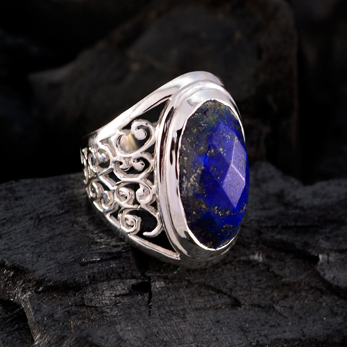 Ayesha Filigree Aqua Solitaire Ring