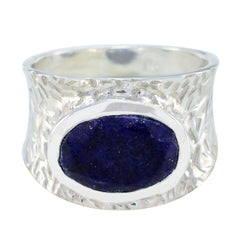 Pilar engravings Blue Solitaire Ring Lapis Lazuli Blue