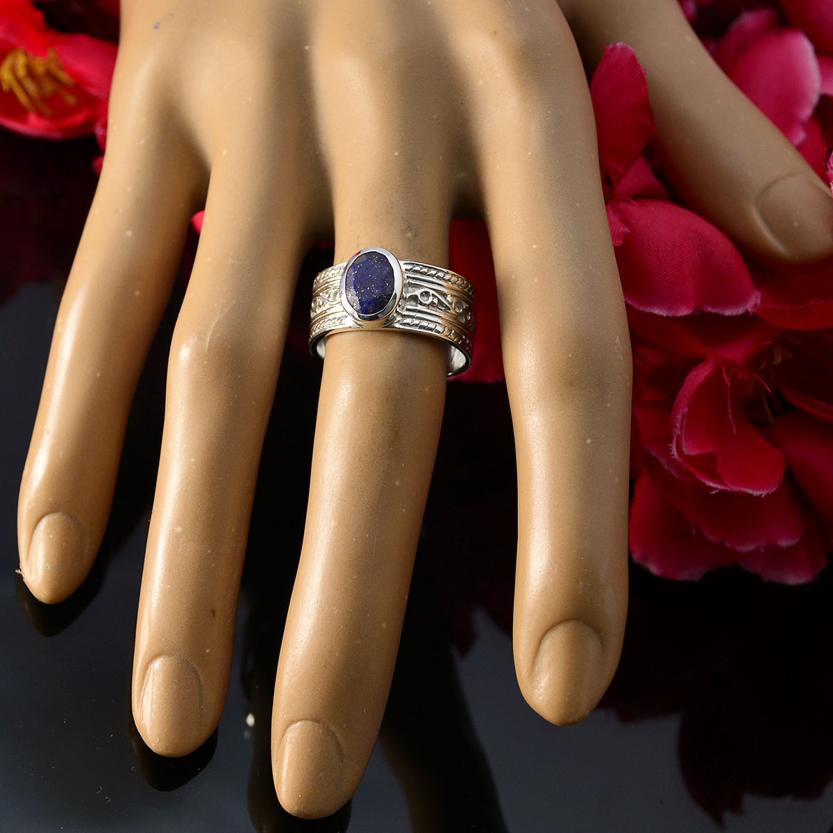 Lucy Art Deco Blue Solitaire Ring