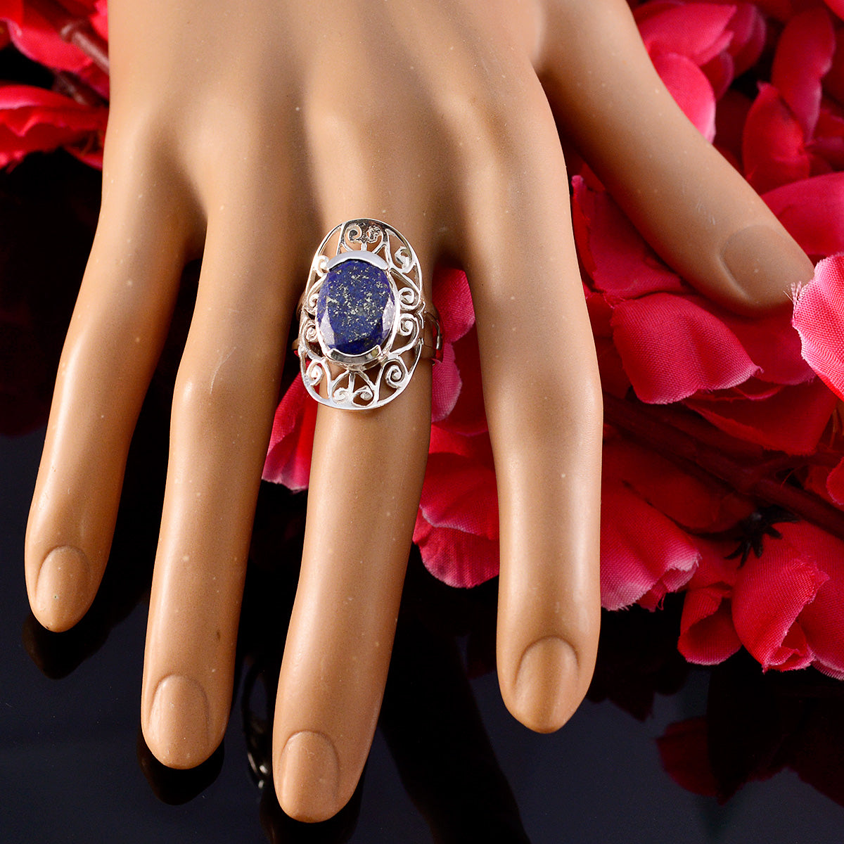 Zoe Art Deco Blue Solitaire Ring