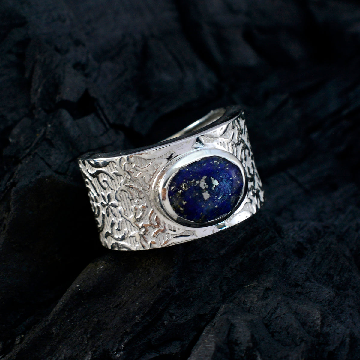 Ana Art Deco Blue Solitaire Ring