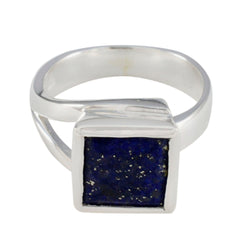 María Trendy Blue Solitaire Ring Lapis Lazuli Blue