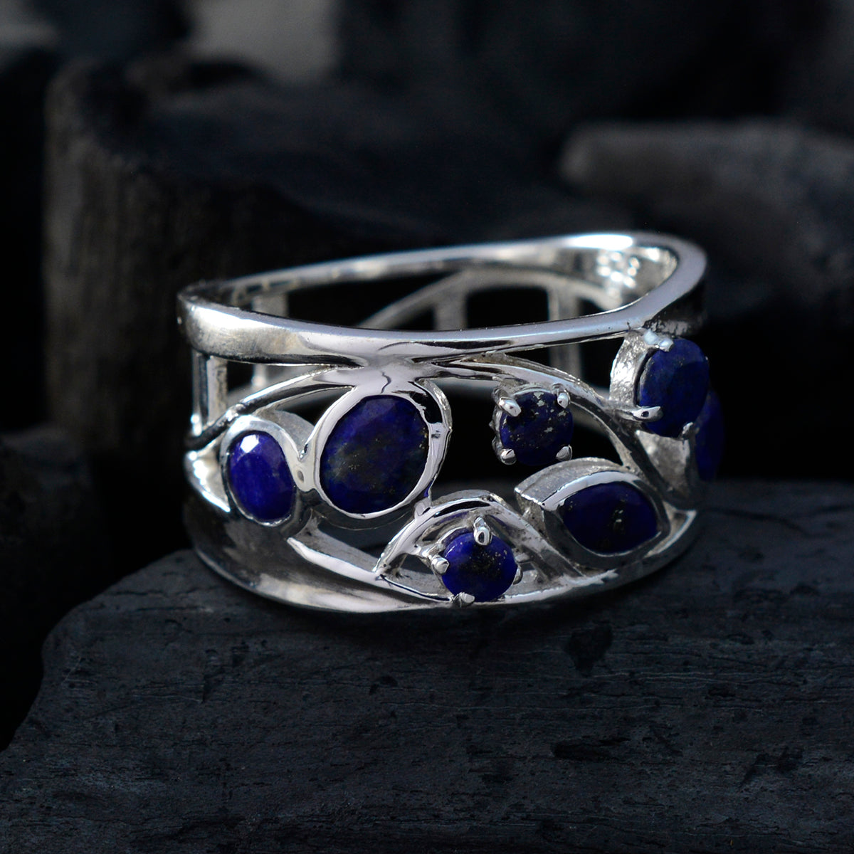 Nora Filigree Blue Hepta Ring