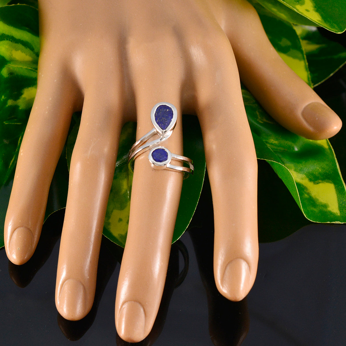 Constanza Glamorous Blue Toi et Moi Ring