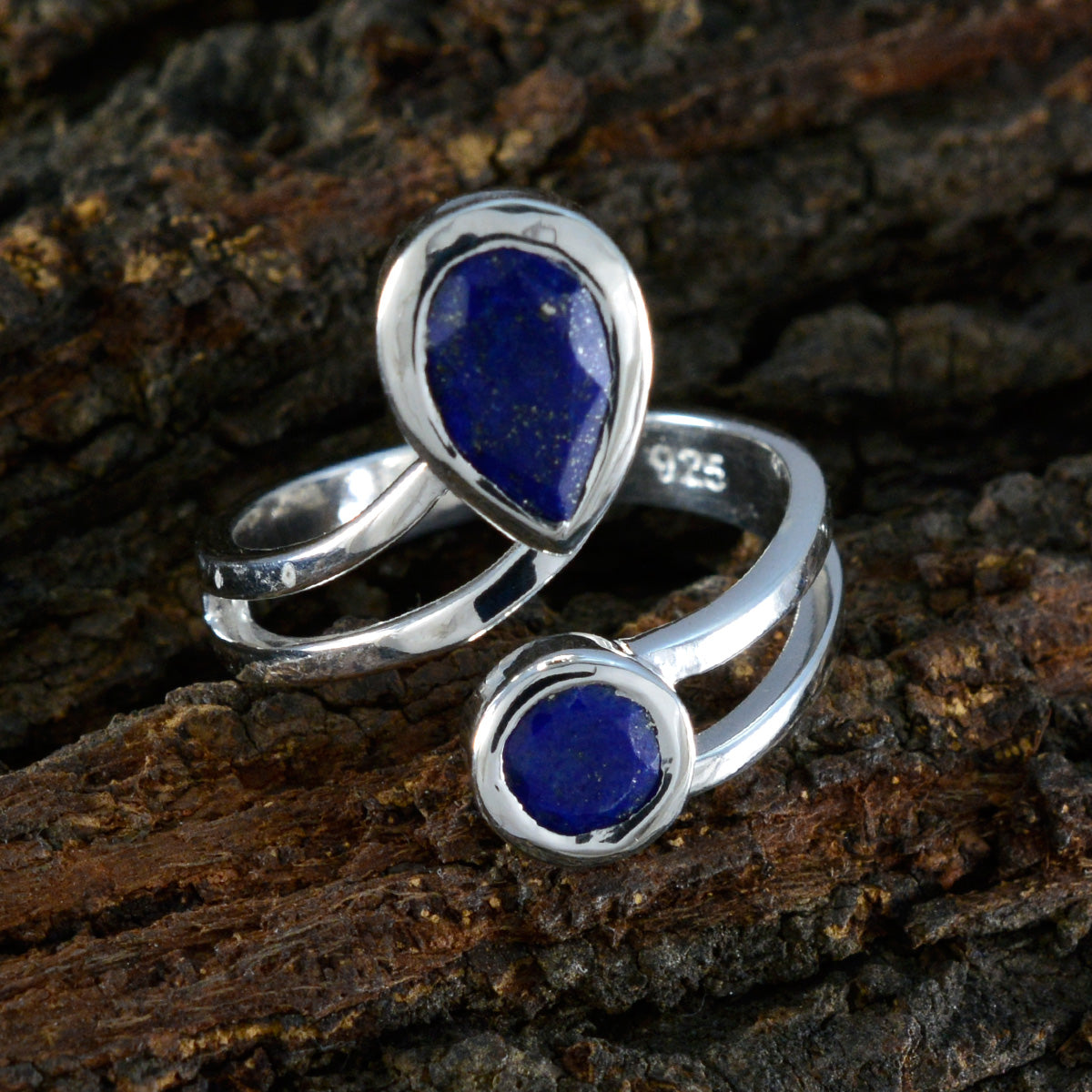 Constanza Glamorous Blue Toi et Moi Ring