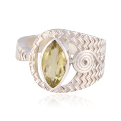 Kristine Art Deco Yellow Solitaire Ring Lemon Quartz Yellow