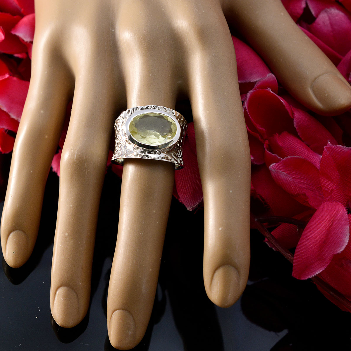 Leah engravings Yellow Solitaire Ring