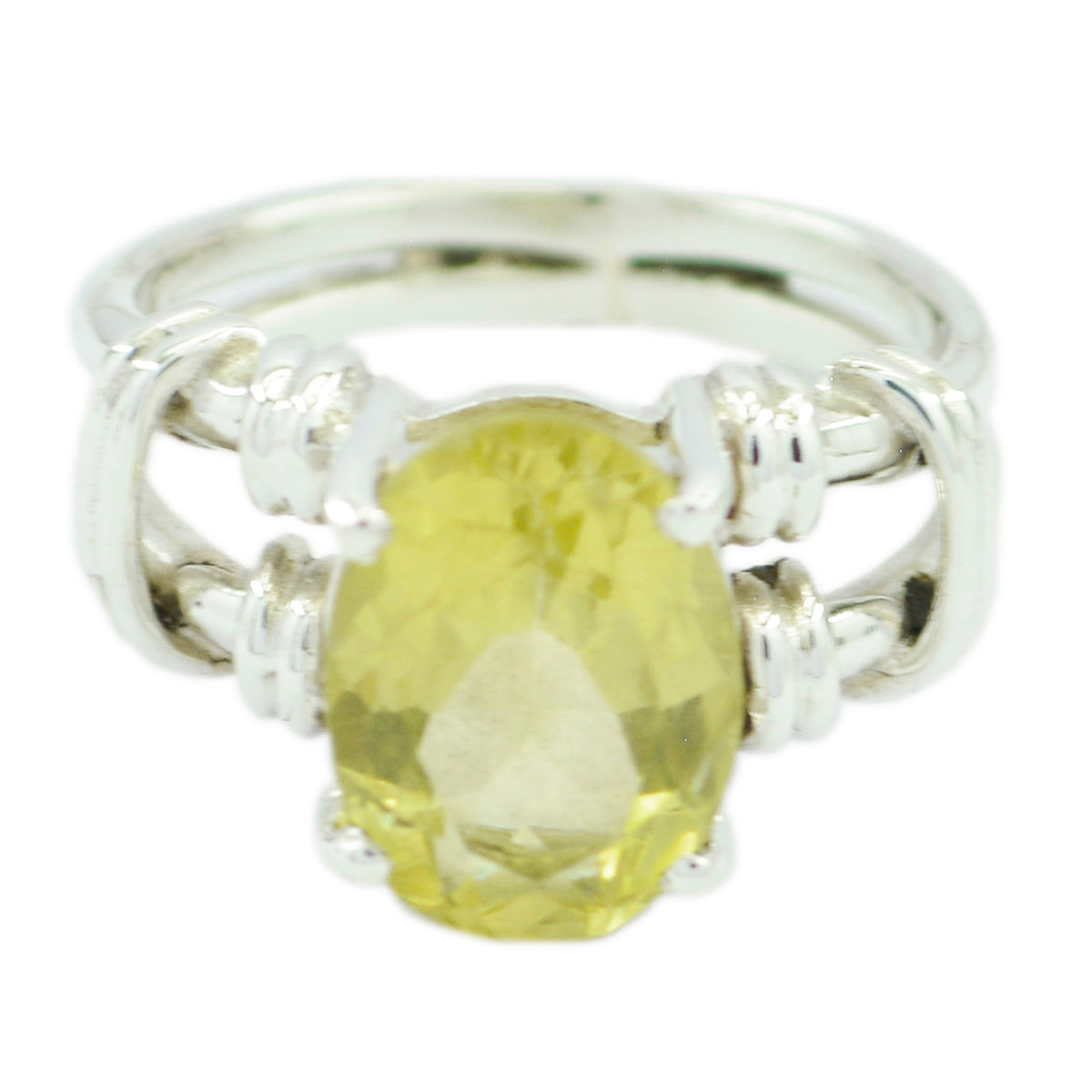 Amanda Rope-Wire Yellow Solitaire Ring Lemon Quartz Yellow