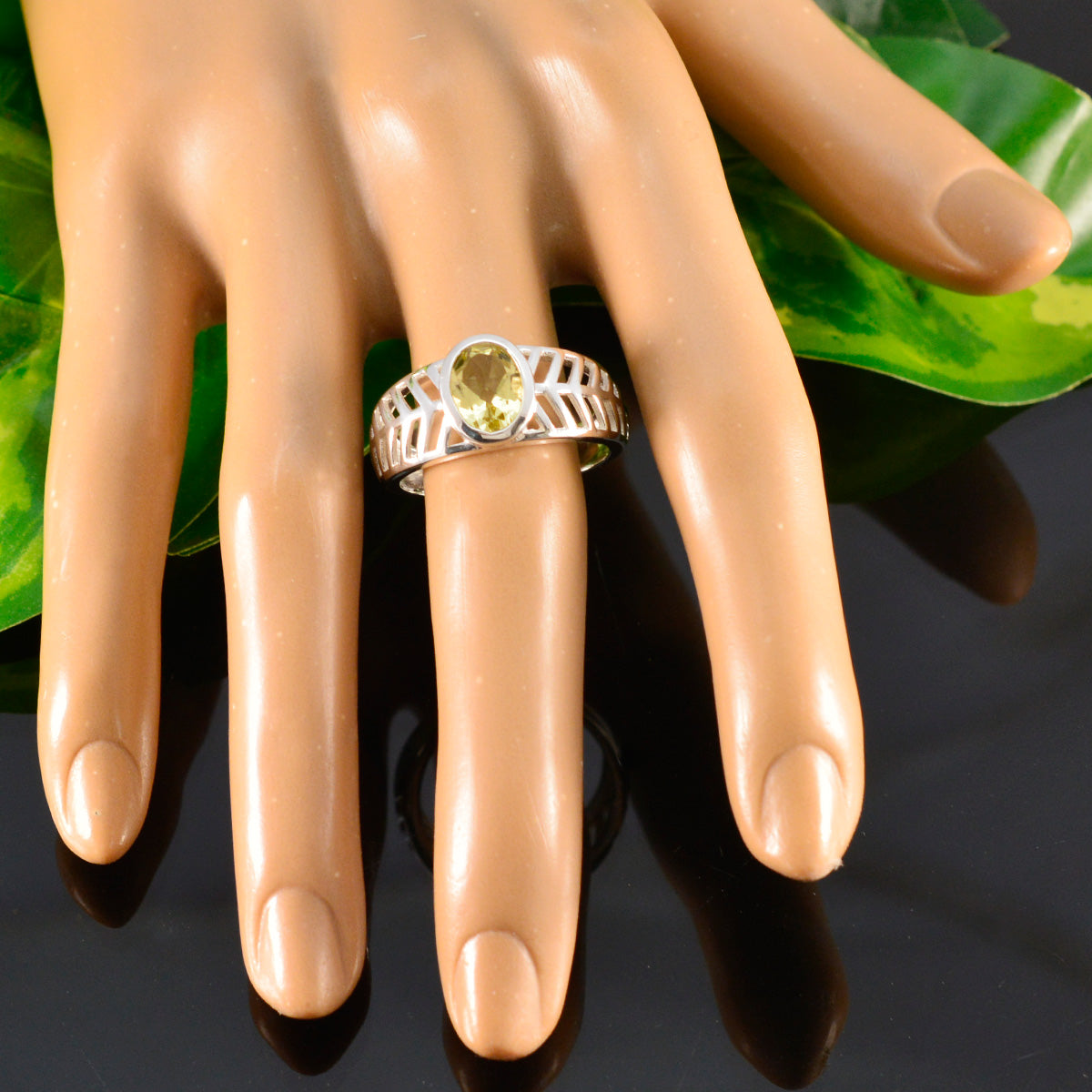Savannah Art Deco Yellow Solitaire Ring